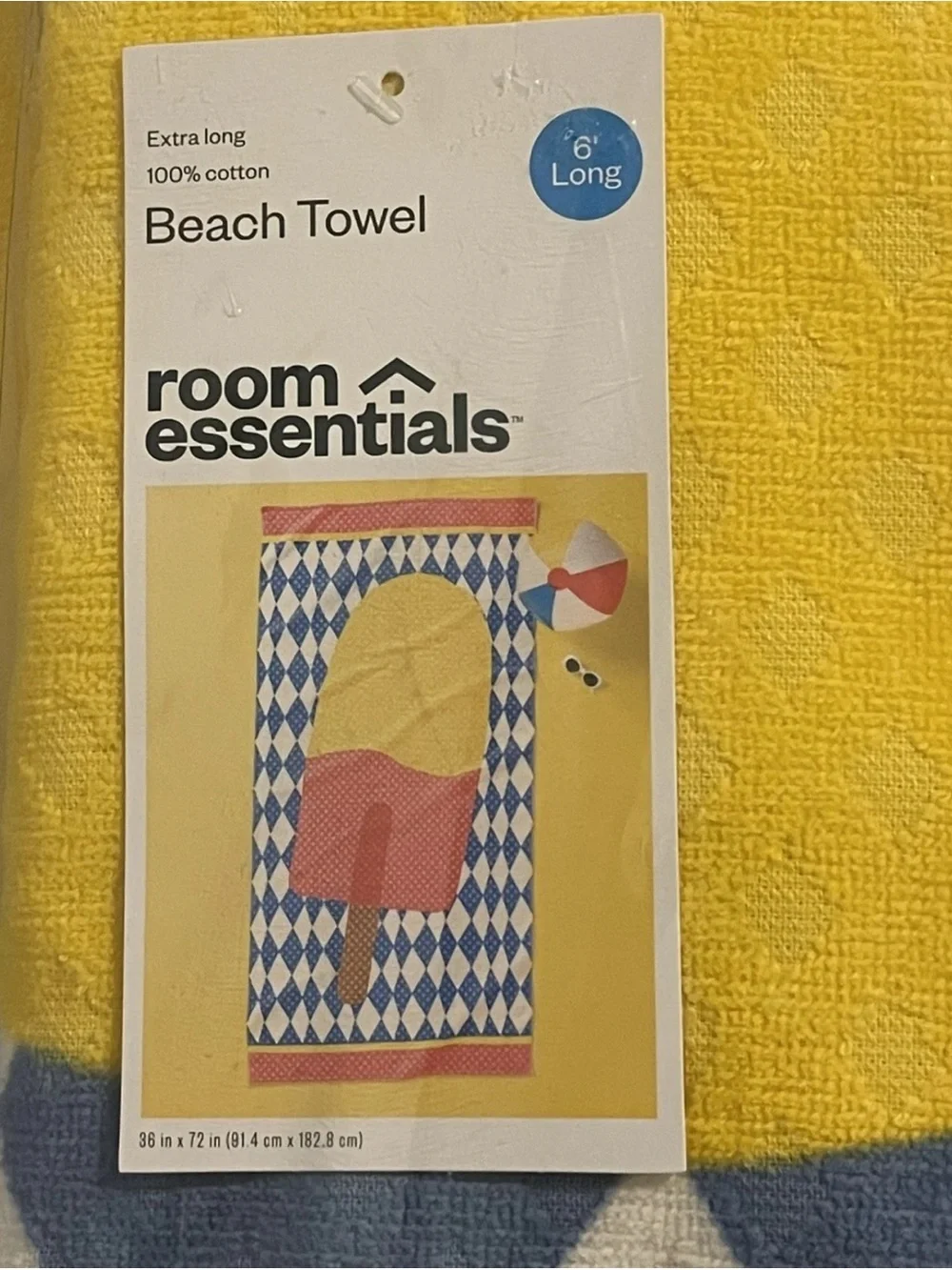 Beach Towel Popsicle Ice Cream Extra Long Oversized 6ft Cotton 36”x72”